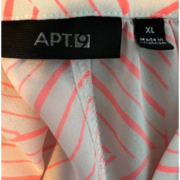 APT 9 Womens Pink White Geometric Print Short Sleeve V Neck Top Size X Large - Picture 8 of 9